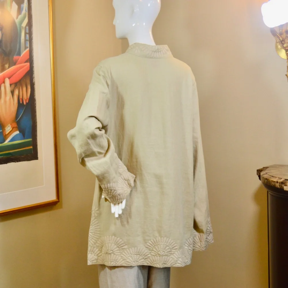 TORY BURCH V-Neck Long Sleeve Tunic Fit 10-12 Marked 14